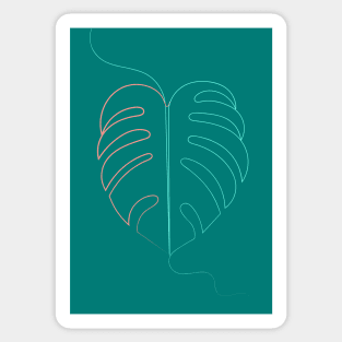 Swiss Cheese Plant Leaf ( teal version ) Sticker